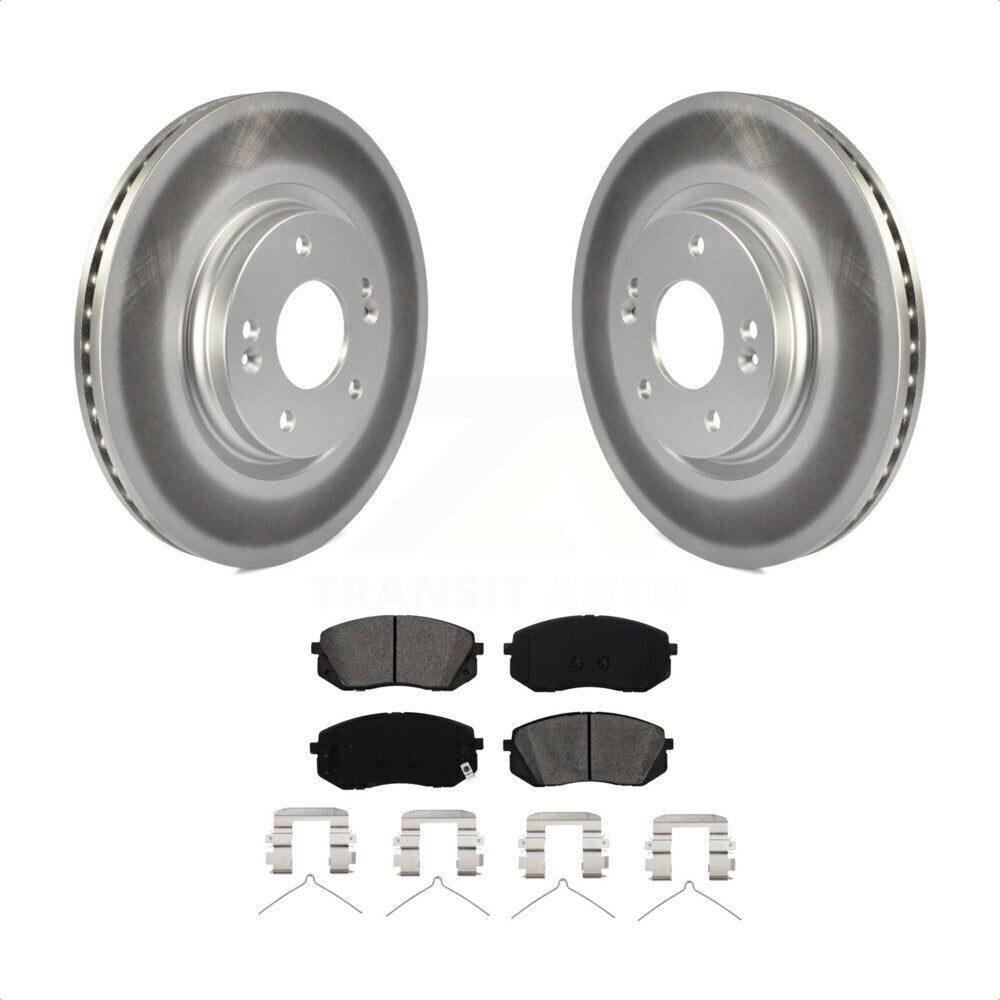 Front Coated Disc Brake Rotors And Semi-Metallic Pads Kit For Hyundai Sonata Kia Optima Niro EV Kona Electric KGS-100508 by Transit Auto