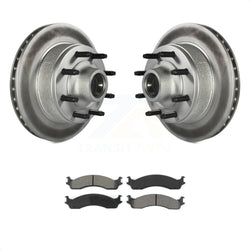 Front Coated Disc Brake Rotors Hub Assembly And Semi-Metallic Pads Kit For Ford E-350 Super Duty E-250 Econoline F-250 HD Club Wagon E-450 KGS-100521