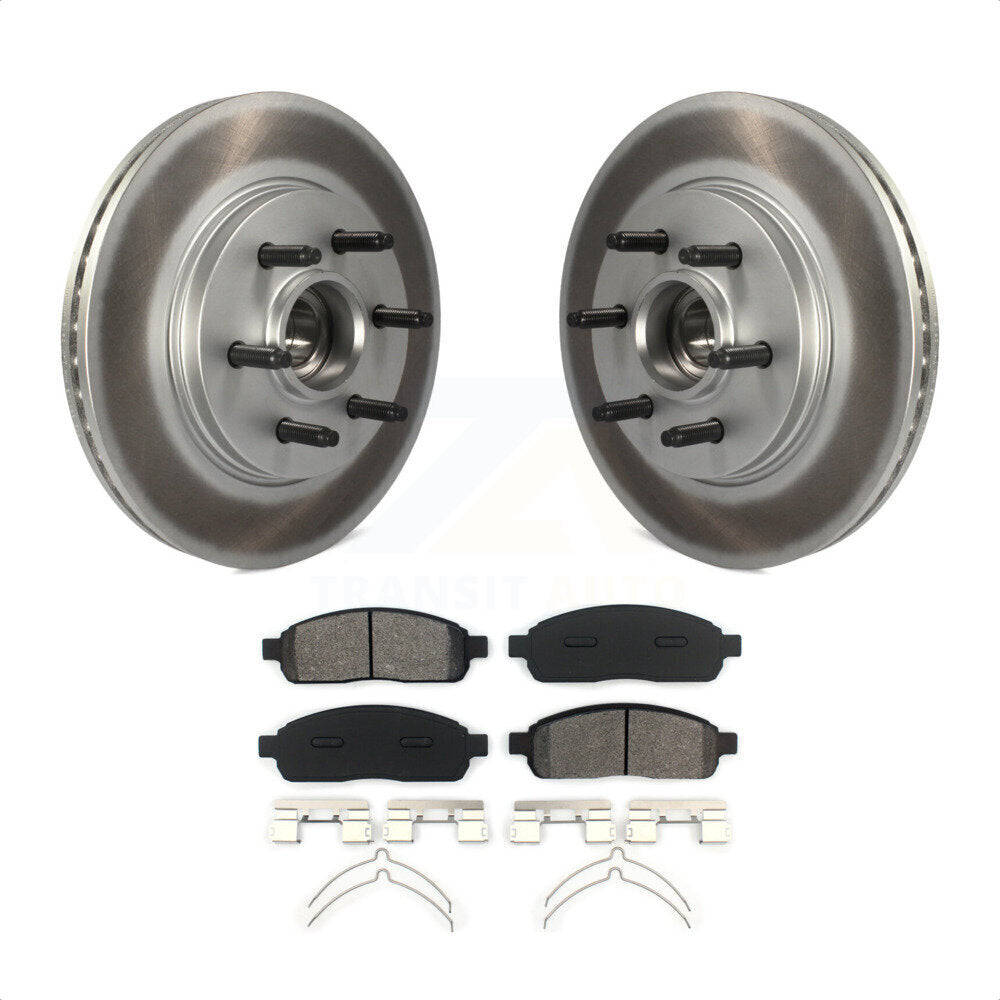 Front Coated Disc Brake Rotors Hub Assembly And Semi-Metallic Pads Kit For Ford F-150 Lincoln Mark LT With 6 Lug Wheels RWD KGS-100527 by Transit Auto