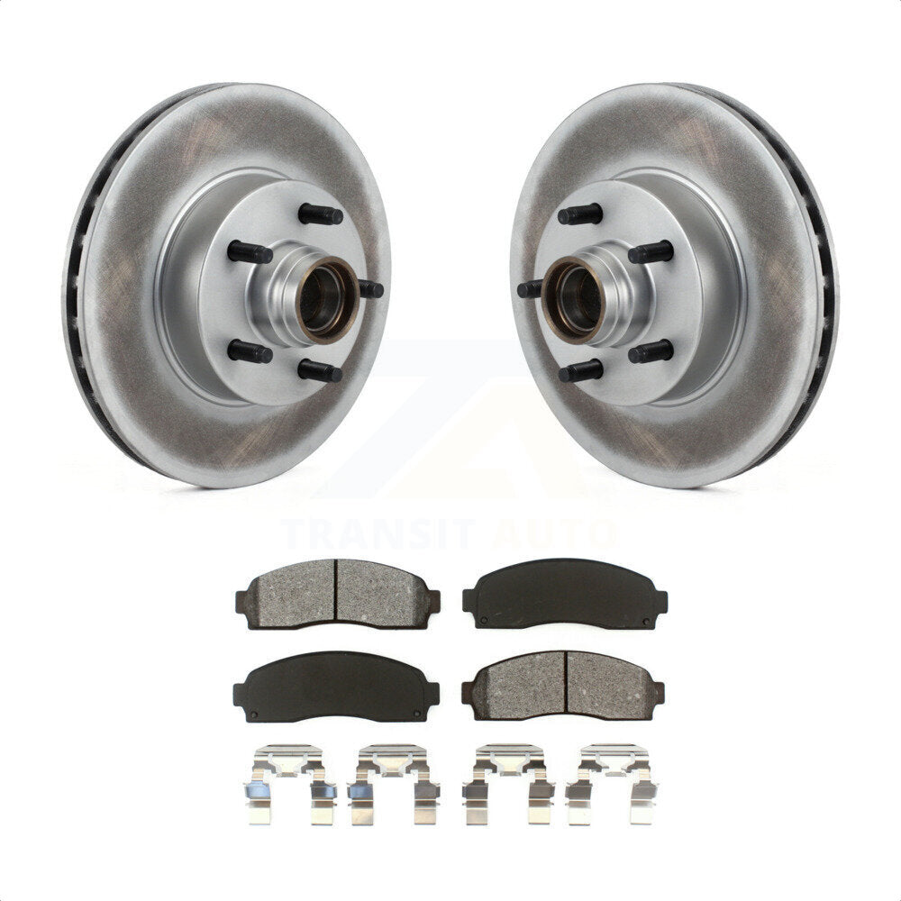 Front Coated Disc Brake Rotors Hub Assembly And Semi-Metallic Pads Kit For 2010-2011 Ford Ranger RWD KGS-100533 by Transit Auto