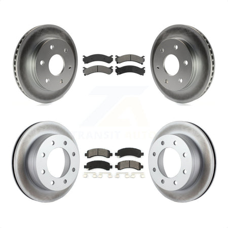 Front Rear Coated Disc Brake Rotors And Semi-Metallic Pads Kit For 2006 Chevrolet Express 2500 GAS engine With 6 Lug Wheels KGS-100539 by Transit Auto