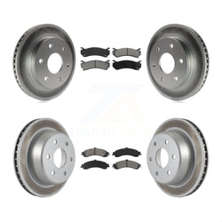 Front Rear Coated Disc Brake Rotors And Semi-Metallic Pads Kit For Chevrolet Silverado 1500 GMC Tahoe Sierra Suburban Yukon Avalanche XL Cadillac Escalade ESV EXT KGS-100544