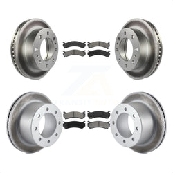 Front Rear Coated Disc Brake Rotors And Semi-Metallic Pads Kit For 2007 GMC Sierra 3500 Classic With 12000 Lb GVW KGS-100553