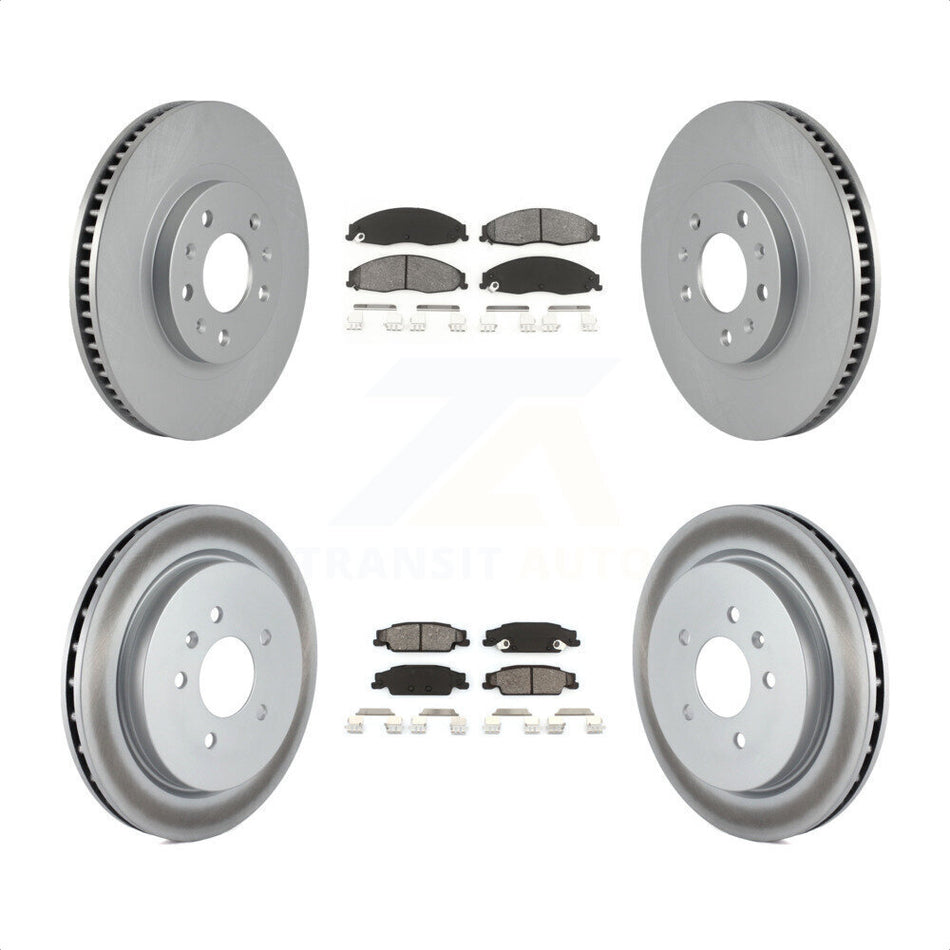 Front Rear Coated Disc Brake Rotors And Semi-Metallic Pads Kit For Cadillac CTS With Standard Suspension KGS-100558 by Transit Auto