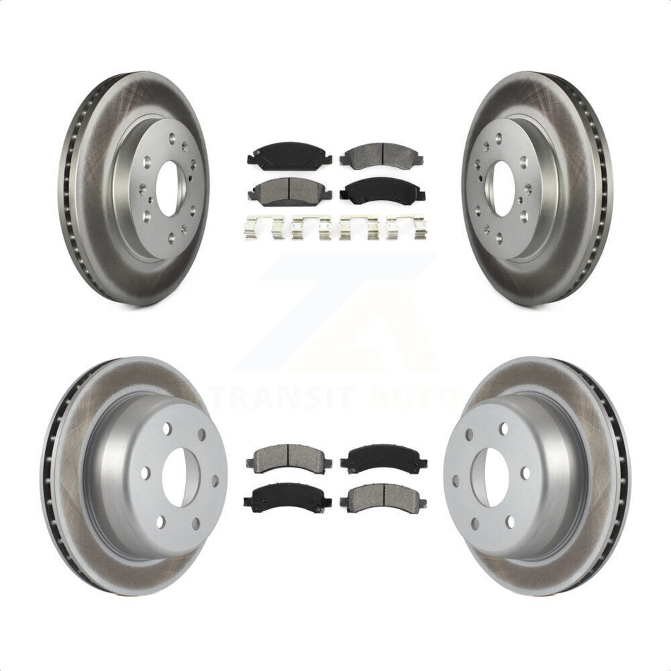 Front Rear Coated Disc Brake Rotors And Semi-Metallic Pads Kit For 2009-2014 Chevrolet Express 1500 GMC Savana KGS-100571 by Transit Auto