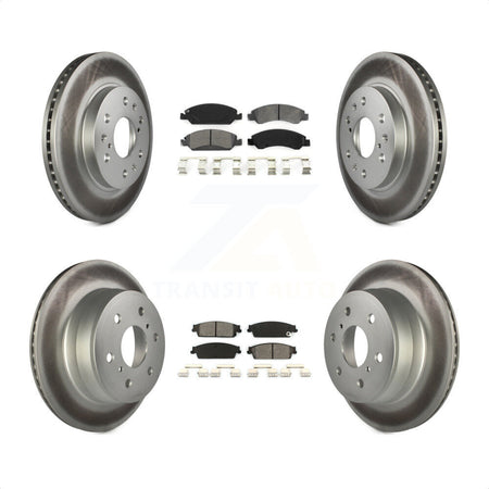 Front Rear Coated Disc Brake Rotors And Semi-Metallic Pads Kit For Chevrolet Silverado 1500 GMC Sierra Tahoe Suburban Yukon Cadillac XL Avalanche Escalade ESV EXT KGS-100572 by Transit Auto