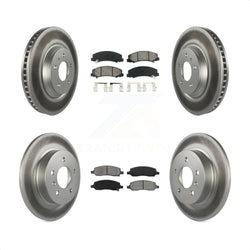 Front Rear Coated Disc Brake Rotors And Semi-Metallic Pads Kit For 2006-2011 Buick Lucerne Cadillac DTS KGS-100580
