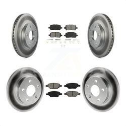 Front Rear Coated Disc Brake Rotors And Semi-Metallic Pads Kit For 2007-2010 Pontiac G5 With Drum Brakes 5 Lug Wheels KGS-100584