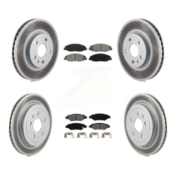 Front Rear Coated Disc Brake Rotors And Semi-Metallic Pads Kit For Cadillac CTS KGS-100589