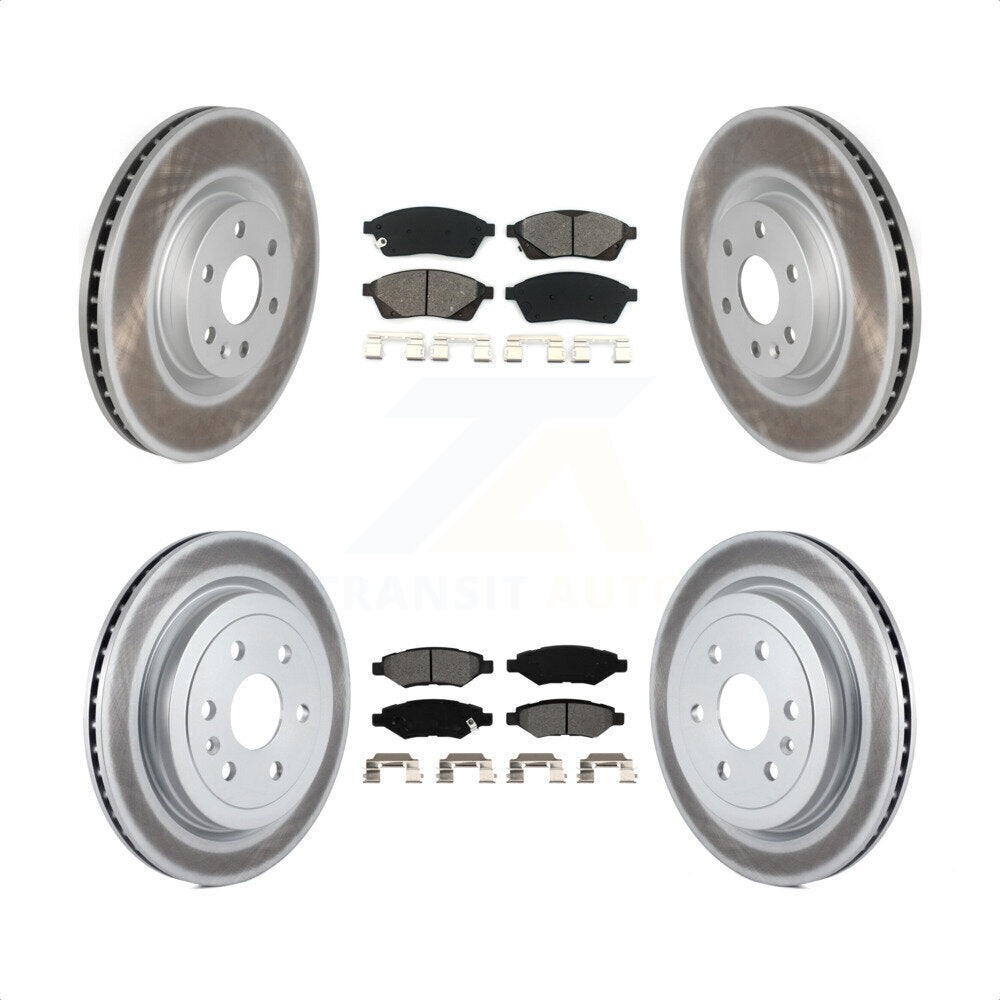 Front Rear Coated Disc Brake Rotors And Semi-Metallic Pads Kit For Cadillac SRX Saab 9-4X KGS-100592 by Transit Auto