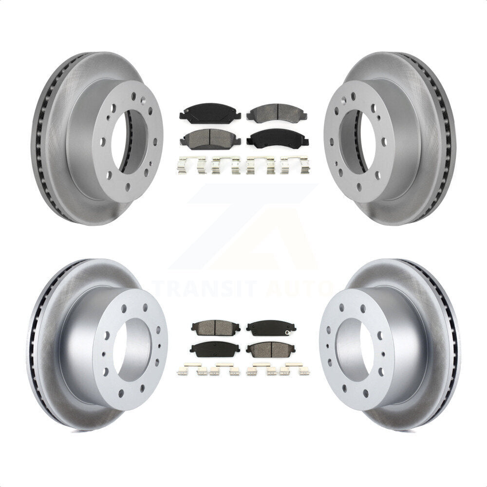 Front Rear Coated Disc Brake Rotors And Semi-Metallic Pads Kit For 2011 Chevrolet Silverado 1500 Hybrid KGS-100596 by Transit Auto