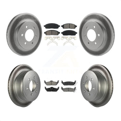 Front Rear Coated Disc Brake Rotors And Semi-Metallic Pads Kit For Ford F-150 Lincoln Mark LT 4WD KGS-100617