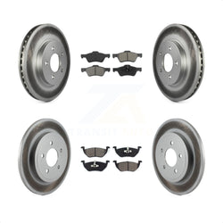 Front Rear Coated Disc Brake Rotors And Semi-Metallic Pads Kit For Ford Escape Mercury Mariner KGS-100621