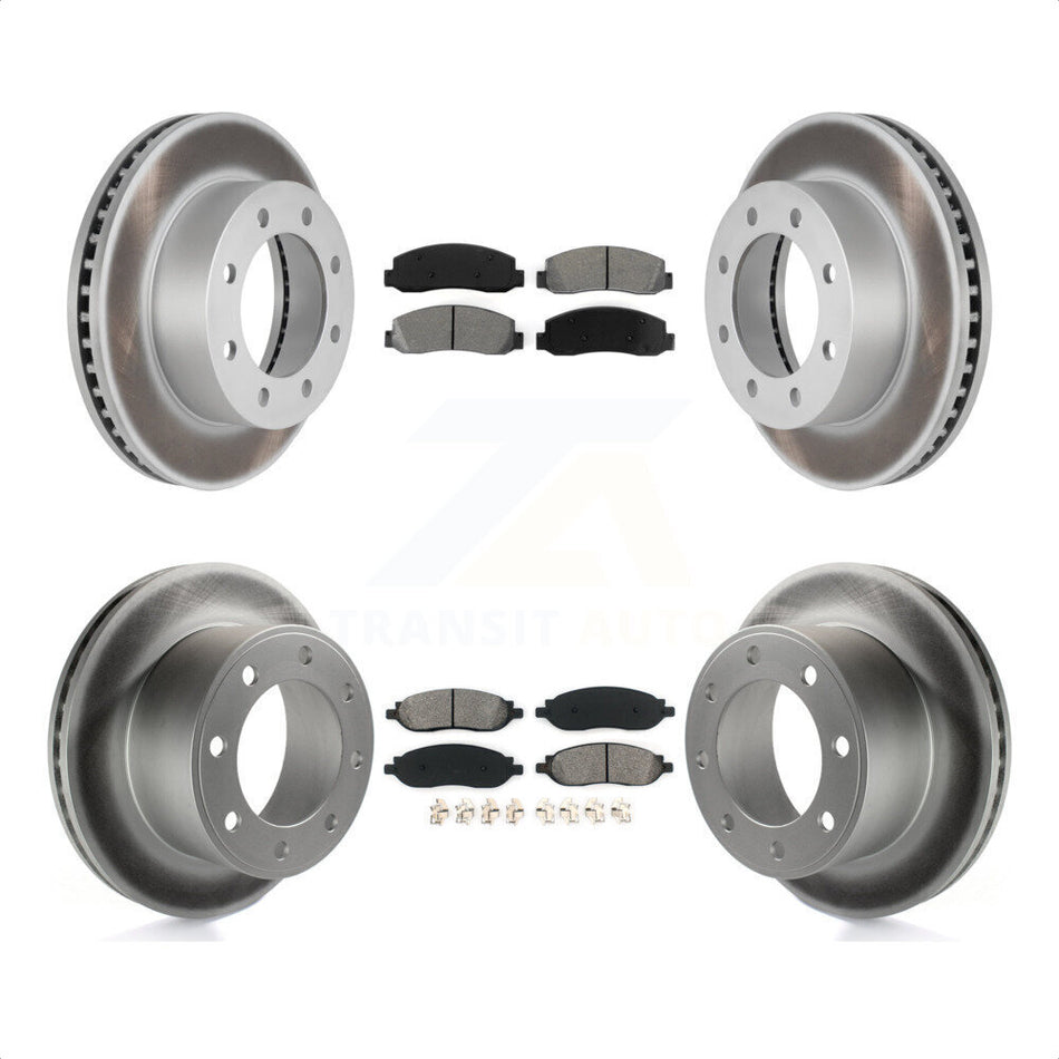 Front Rear Coated Disc Brake Rotors And Semi-Metallic Pads Kit For Ford F-250 Super Duty F-350 KGS-100622 by Transit Auto