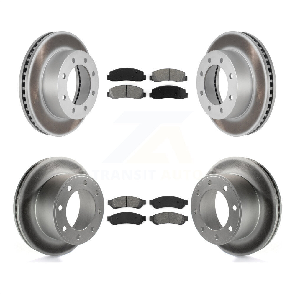 Front Rear Coated Disc Brake Rotors And Semi-Metallic Pads Kit For 2008-2009 Ford F-250 Super Duty 4WD KGS-100623 by Transit Auto