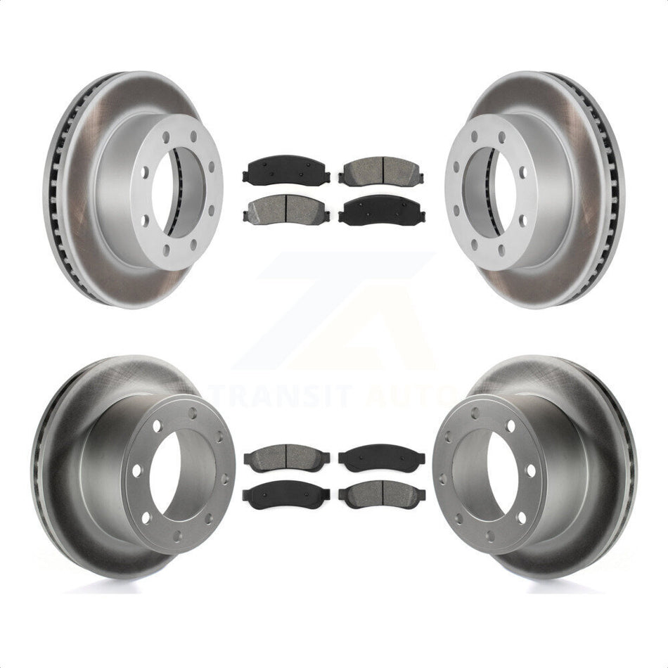 Front Rear Coated Disc Brake Rotors And Semi-Metallic Pads Kit For Ford F-250 Super Duty F-350 4WD KGS-100625 by Transit Auto