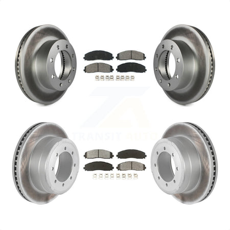 Front Rear Coated Disc Brake Rotors And Semi-Metallic Pads Kit For Ford F-250 Super Duty F-350 F-450 KGS-100665 by Transit Auto