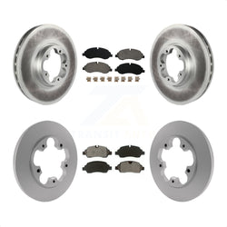 Front Rear Coated Disc Brake Rotors And Semi-Metallic Pads Kit For Ford Transit-250 Transit-350 Transit-150 With 5 Lug Wheels Without 4600 Lb Axle KGS-100666