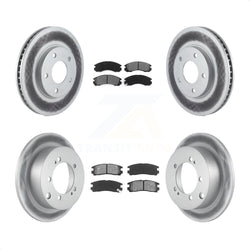 Front Rear Coated Disc Brake Rotors And Semi-Metallic Pads Kit For 2000 Mitsubishi Eclipse 3.0L KGS-100673