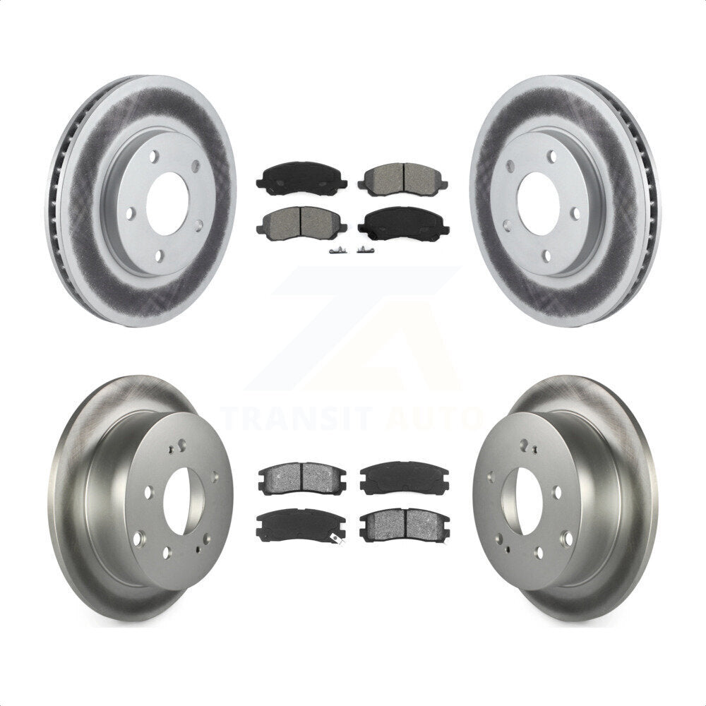 Front Rear Coated Disc Brake Rotors And Semi-Metallic Pads Kit For Mitsubishi Galant KGS-100676 by Transit Auto