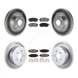 Front Rear Coated Disc Brake Rotors And Semi-Metallic Pads Kit For 2005 Subaru Legacy i Limited With 277mm Diameter Rotor KGS-100754