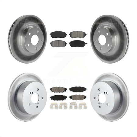 Front Rear Coated Disc Brake Rotors And Semi-Metallic Pads Kit For 2005 Subaru Legacy i Limited With 277mm Diameter Rotor KGS-100754 by Transit Auto