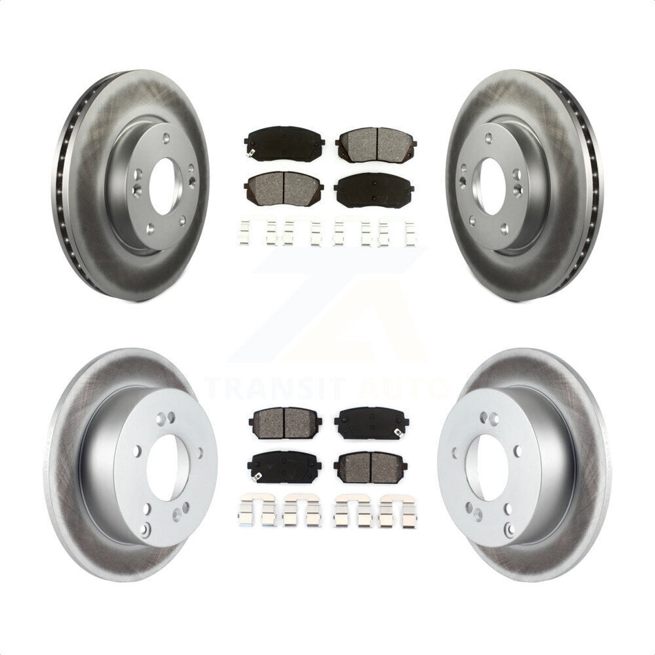 Front Rear Coated Disc Brake Rotors And Semi-Metallic Pads Kit For 2010-2012 Kia Rondo KGS-100815 by Transit Auto