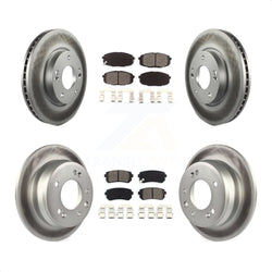 Front Rear Coated Disc Brake Rotors And Semi-Metallic Pads Kit For Hyundai Elantra KGS-100816