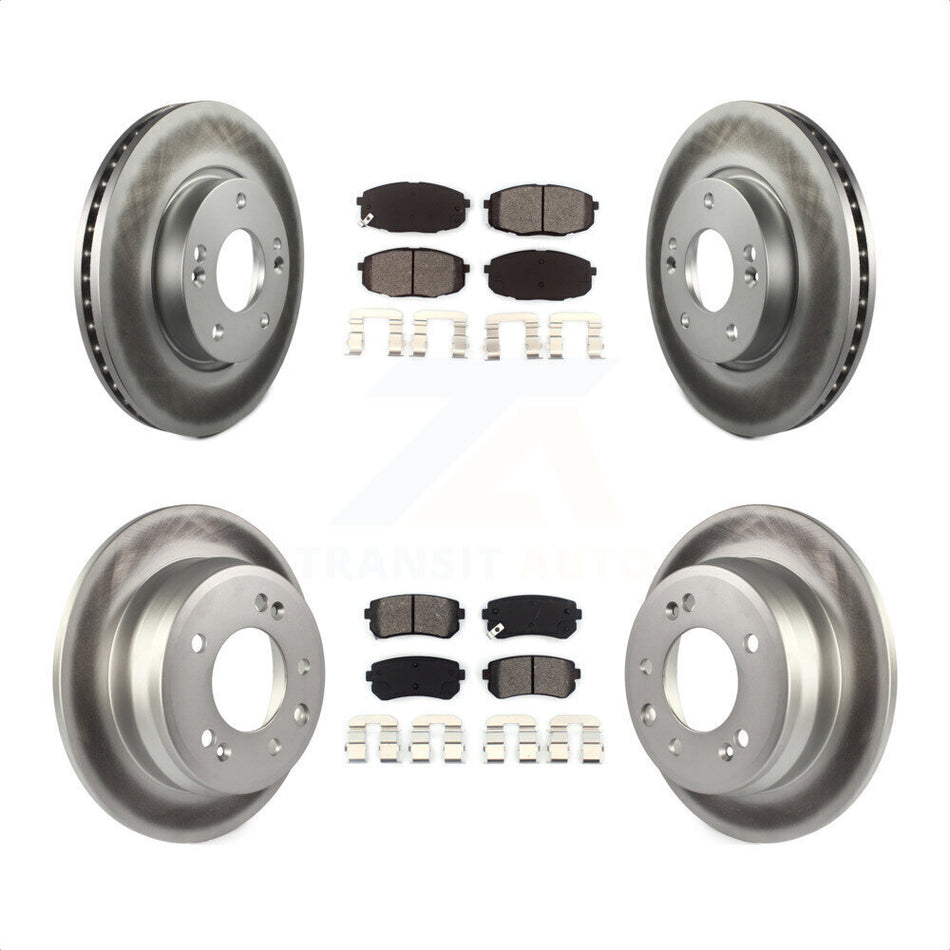 Front Rear Coated Disc Brake Rotors And Semi-Metallic Pads Kit For Hyundai Elantra KGS-100816 by Transit Auto