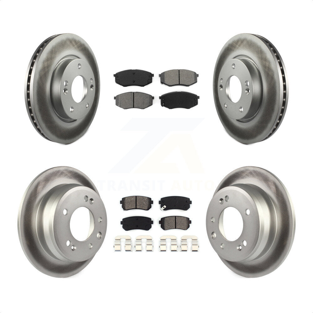 Front Rear Coated Disc Brake Rotors And Semi-Metallic Pads Kit For Hyundai Tucson Kia Sportage FWD KGS-100817 by Transit Auto