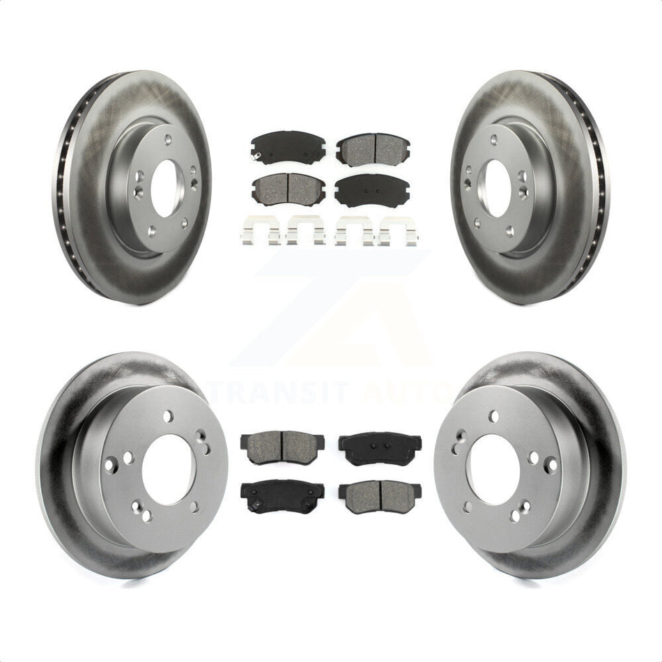 Front Rear Coated Disc Brake Rotors And Semi-Metallic Pads Kit For Hyundai Sonata Kia Sportage Tucson Optima Magentis KGS-100821 by Transit Auto