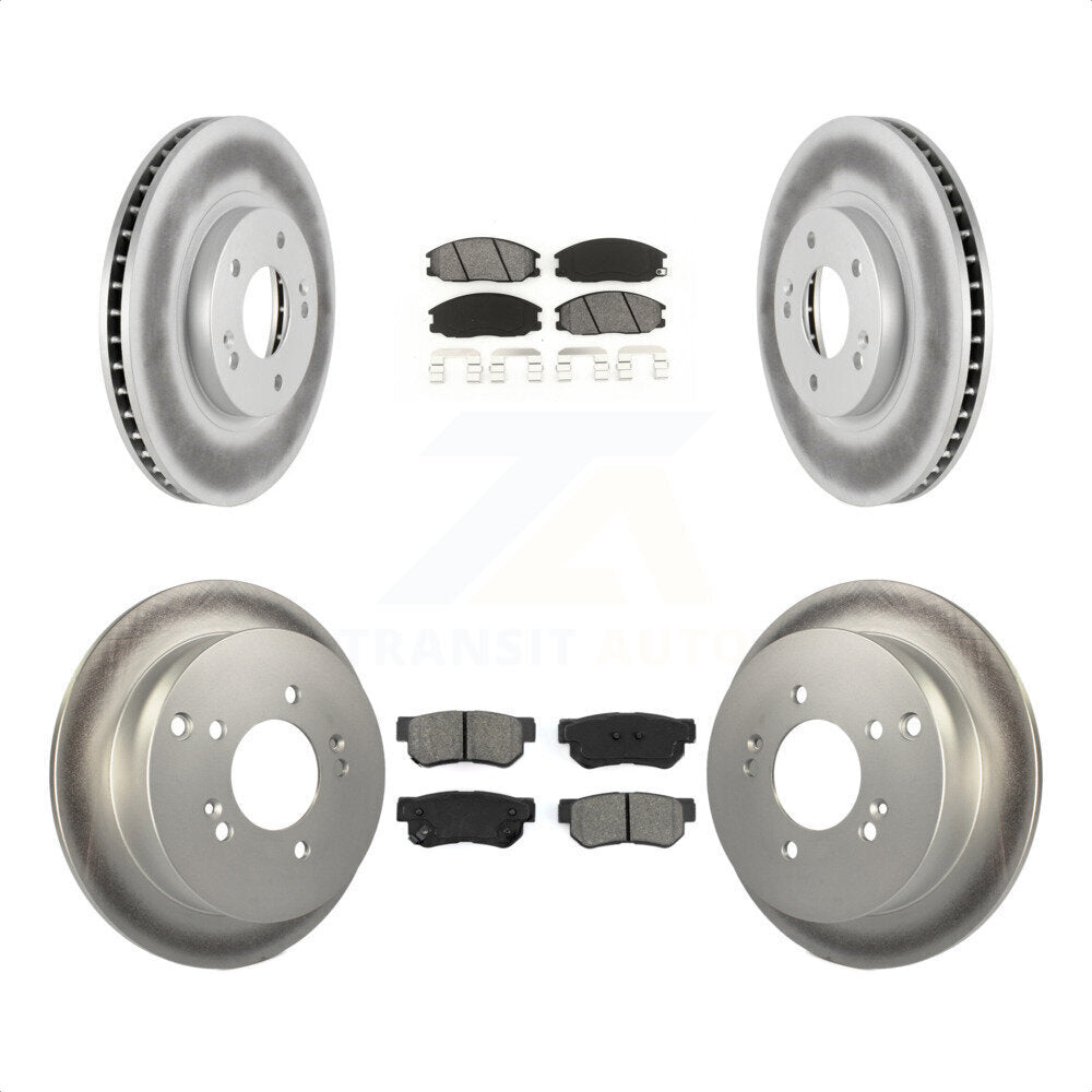 Front Rear Coated Disc Brake Rotors And Semi-Metallic Pads Kit For 2001-2006 Hyundai Santa Fe With 294mm Diameter Rotor KGS-100824 by Transit Auto