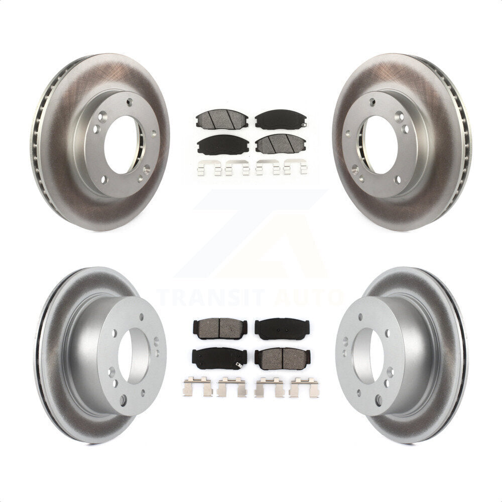 Front Rear Coated Disc Brake Rotors And Semi-Metallic Pads Kit For 2003-2006 Kia Sorento KGS-100882 by Transit Auto