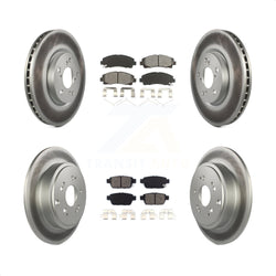 Front Rear Coated Disc Brake Rotors And Semi-Metallic Pads Kit For 2006-2014 Honda Ridgeline KGS-100889