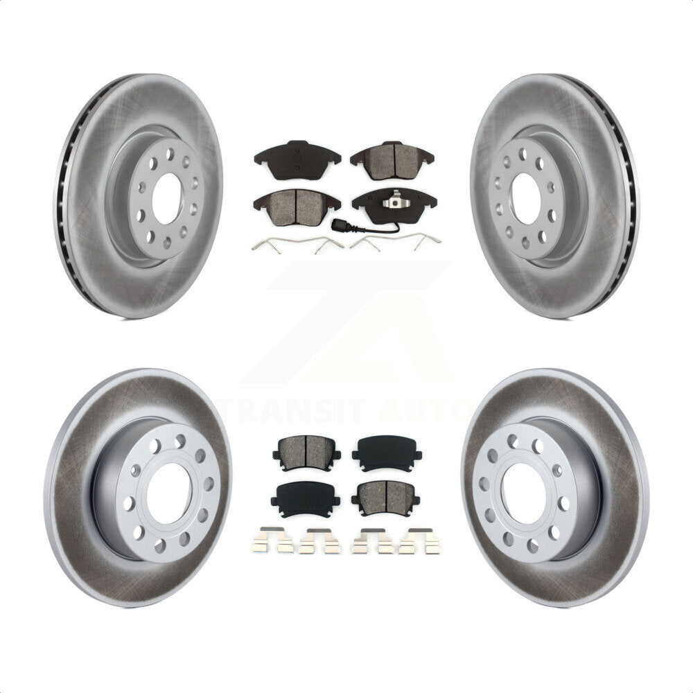 Front Rear Coated Disc Brake Rotors And Semi-Metallic Pads Kit For 2008-2008 Audi A3 Quattro KGS-100901 by Transit Auto