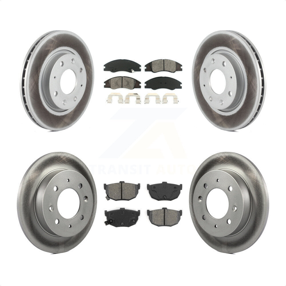 Front Rear Coated Disc Brake Rotors And Semi-Metallic Pads Kit For Kia Spectra Spectra5 KGS-100909 by Transit Auto