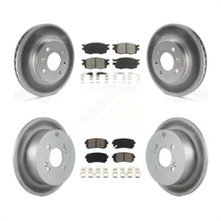 Front Rear Coated Disc Brake Rotors And Semi-Metallic Pads Kit For Hyundai Accent Kia Rio Rio5 KGS-100920