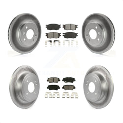 Front Rear Coated Disc Brake Rotors And Semi-Metallic Pads Kit For 2011 Hyundai Accent KGS-100921