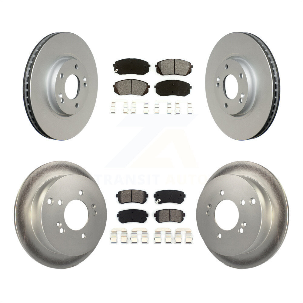 Front Rear Coated Disc Brake Rotors And Semi-Metallic Pads Kit For Hyundai Tucson Kia Sportage KGS-100928 by Transit Auto