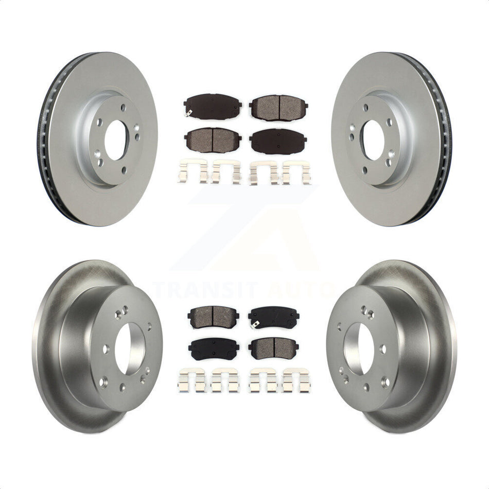 Front Rear Coated Disc Brake Rotors And Semi-Metallic Pads Kit For Kia Forte Koup Forte5 KGS-100930 by Transit Auto