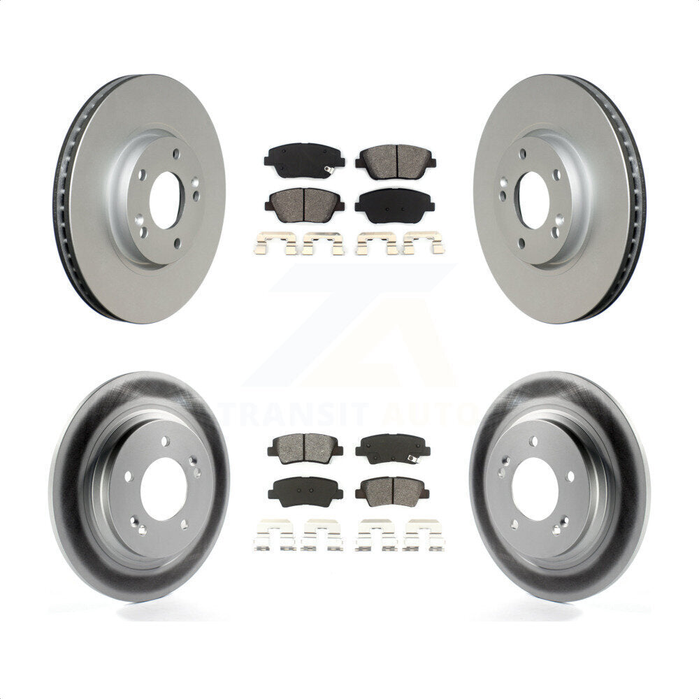 Front Rear Coated Disc Brake Rotors And Semi-Metallic Pads Kit For Kia Optima With Electric Parking KGS-100933 by Transit Auto