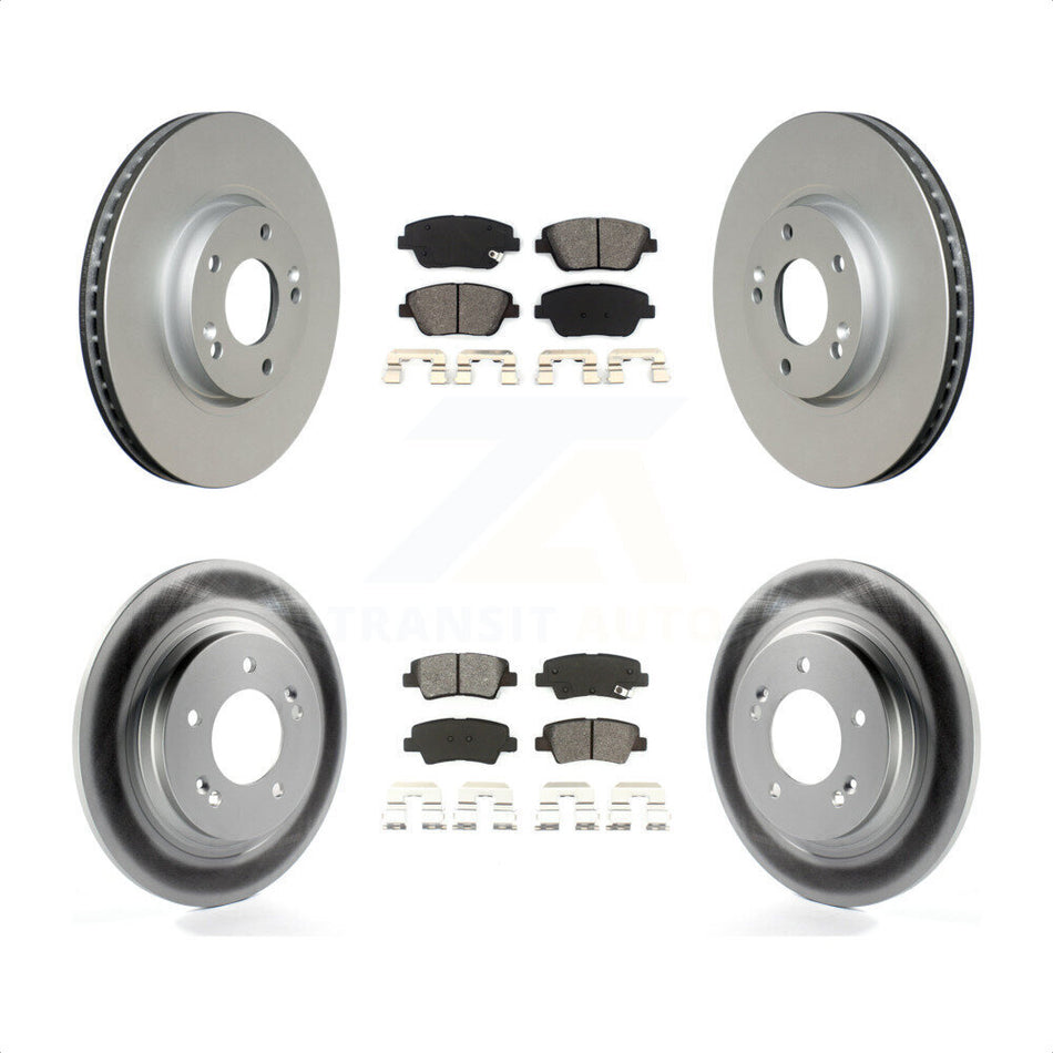 Front Rear Coated Disc Brake Rotors And Semi-Metallic Pads Kit For Kia Optima With Electric Parking KGS-100933 by Transit Auto