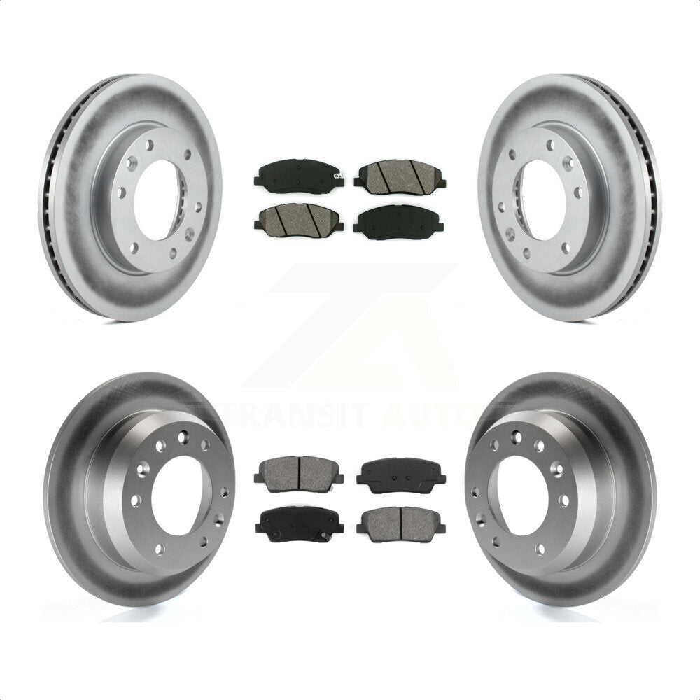 Front Rear Coated Disc Brake Rotors And Semi-Metallic Pads Kit For Kia Sedona Hyundai Entourage KGS-100938 by Transit Auto