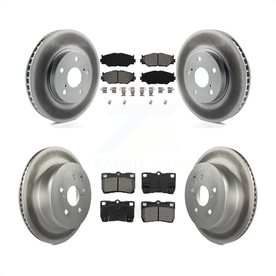 Front Rear Coated Disc Brake Rotors And Semi-Metallic Pads Kit For 2010-2013 Lexus IS250 C Vehicles Built Canadian Market KGS-100956 by Transit Auto