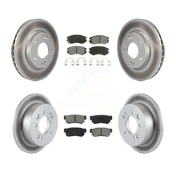 Front Rear Coated Disc Brake Rotors And Semi-Metallic Pads Kit For Hyundai Elantra KGS-100960