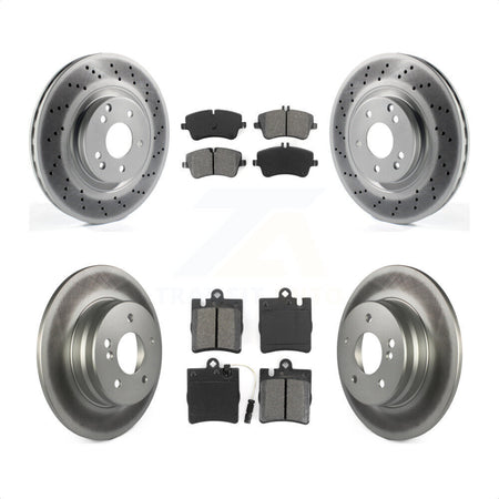 Front Rear Coated Disc Brake Rotors And Semi-Metallic Pads Kit For 2004 Mercedes-Benz C320 Wagon Coupe with RWD With Sport Package KGS-100970 by Transit Auto