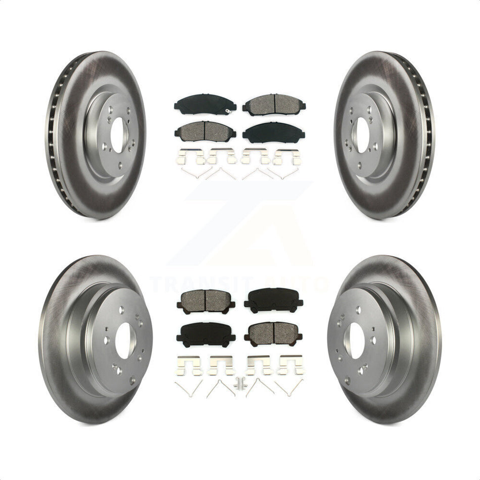 Front Rear Coated Disc Brake Rotors And Semi-Metallic Pads Kit For Honda Pilot Acura MDX ZDX KGS-100979 by Transit Auto