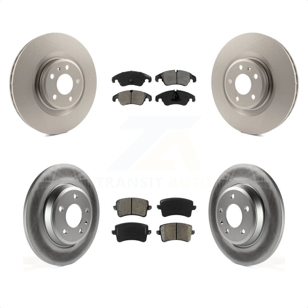 Front Rear Coated Disc Brake Rotors And Semi-Metallic Pads Kit For 2009-2010 Audi Q5 With 345mm Diameter Rotor KGS-101030 by Transit Auto