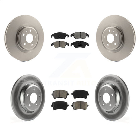 Front Rear Coated Disc Brake Rotors And Semi-Metallic Pads Kit For 2009-2010 Audi Q5 With 345mm Diameter Rotor KGS-101030 by Transit Auto