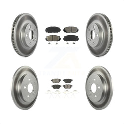 Front Rear Coated Disc Brake Rotors And Semi-Metallic Pads Kit For Toyota Prius Lexus CT200h Plug-In KGS-101042